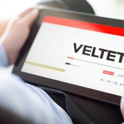 Một doanh nhân sử dụng máy tính bảng để truy cập vào trang web của Viettel và khám phá dịch vụ internet của họ